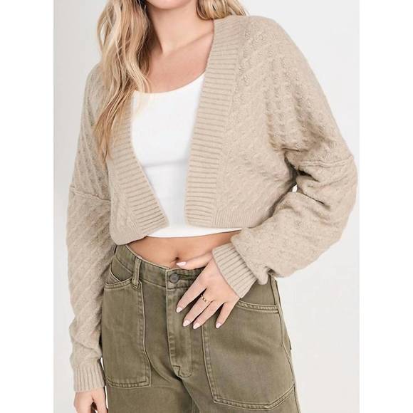 NEW FREE PEOPLE marlow cardigan in feather grey - Picture 2 of 4